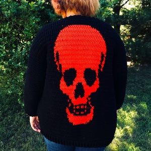 ✨💀 Skull Cardigan-Handmade-Crochet-Summerween💀✨